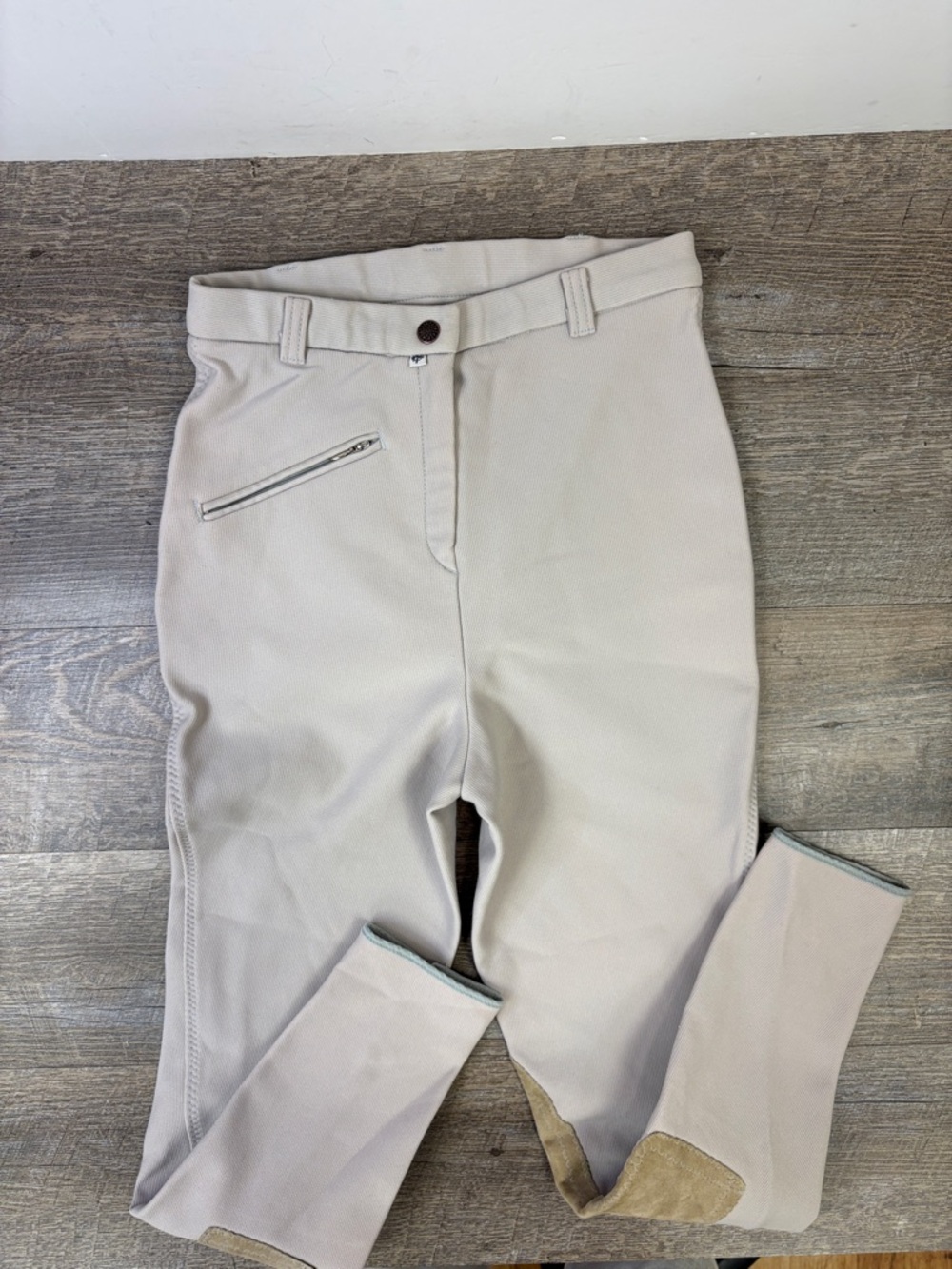Devon-Aire Beige Equestrian Riding Pants Knee Patch Stretch Breeches Size  26